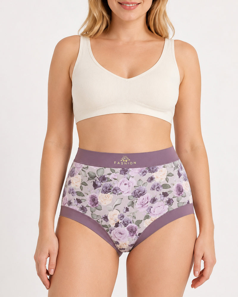 Multiple Packs High Waist Colorblock Floral Print Seamless Panties