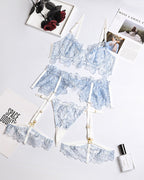 Sexy Flower Lace Mesh Splicing Transparent Sex Set