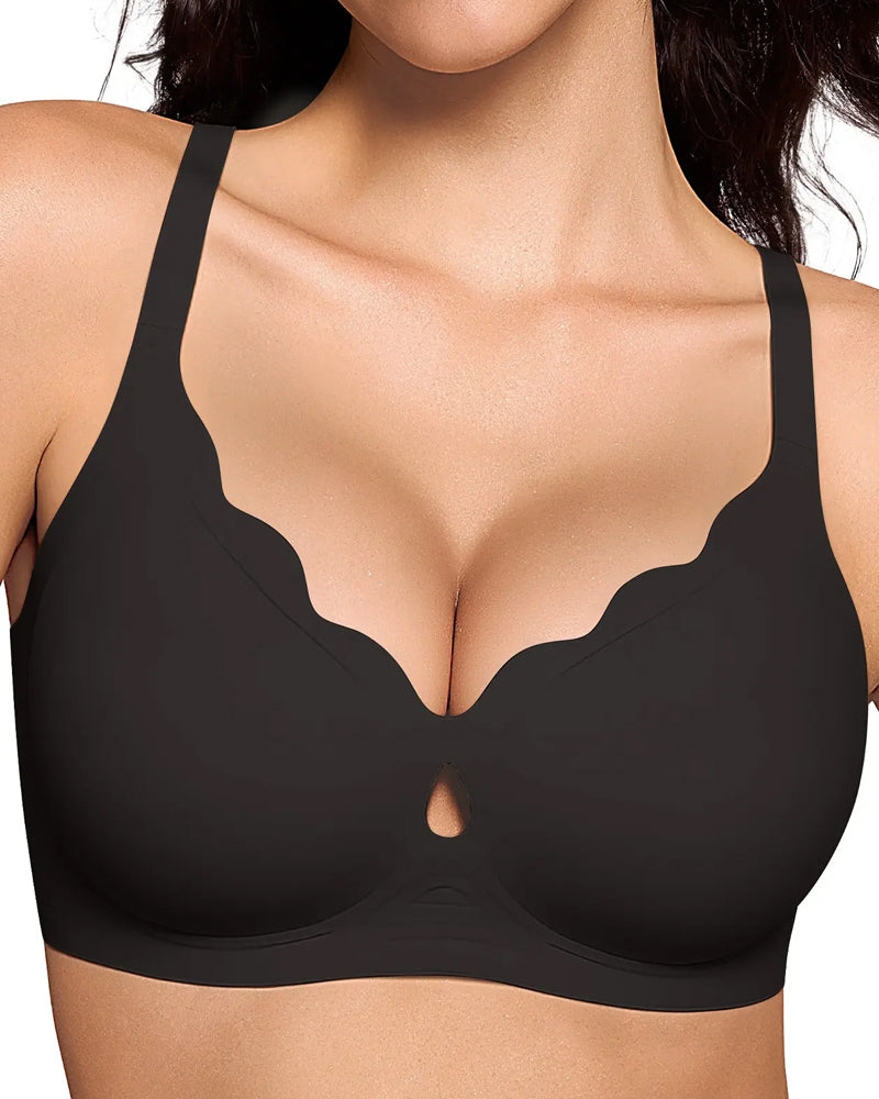 Women's Wire-Free Teardrop Hollow-Out Wave Seamless Push-Up Bra