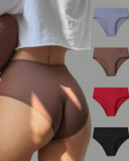 4-Pack Women's High-waisted Seamless Tummy Control Pure Cotton Thong