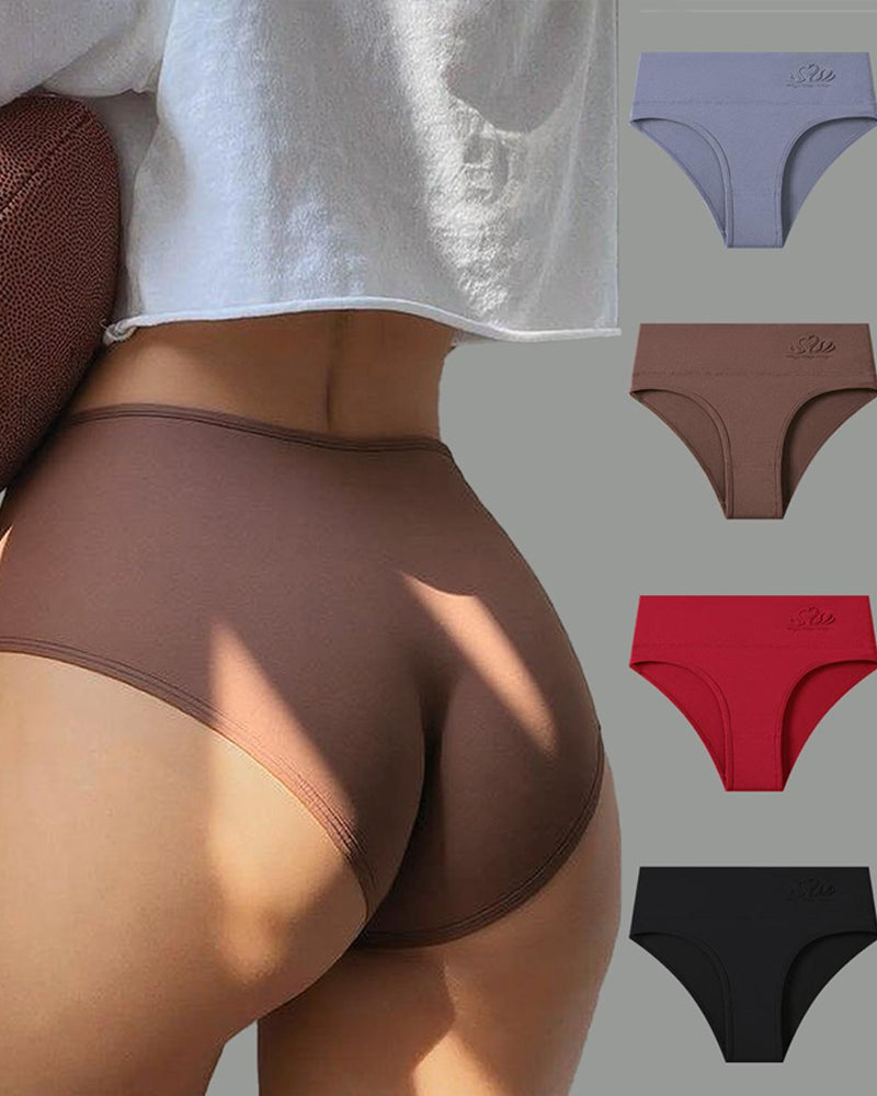 4-Pack Women's High-waisted Seamless Tummy Control Pure Cotton Thong
