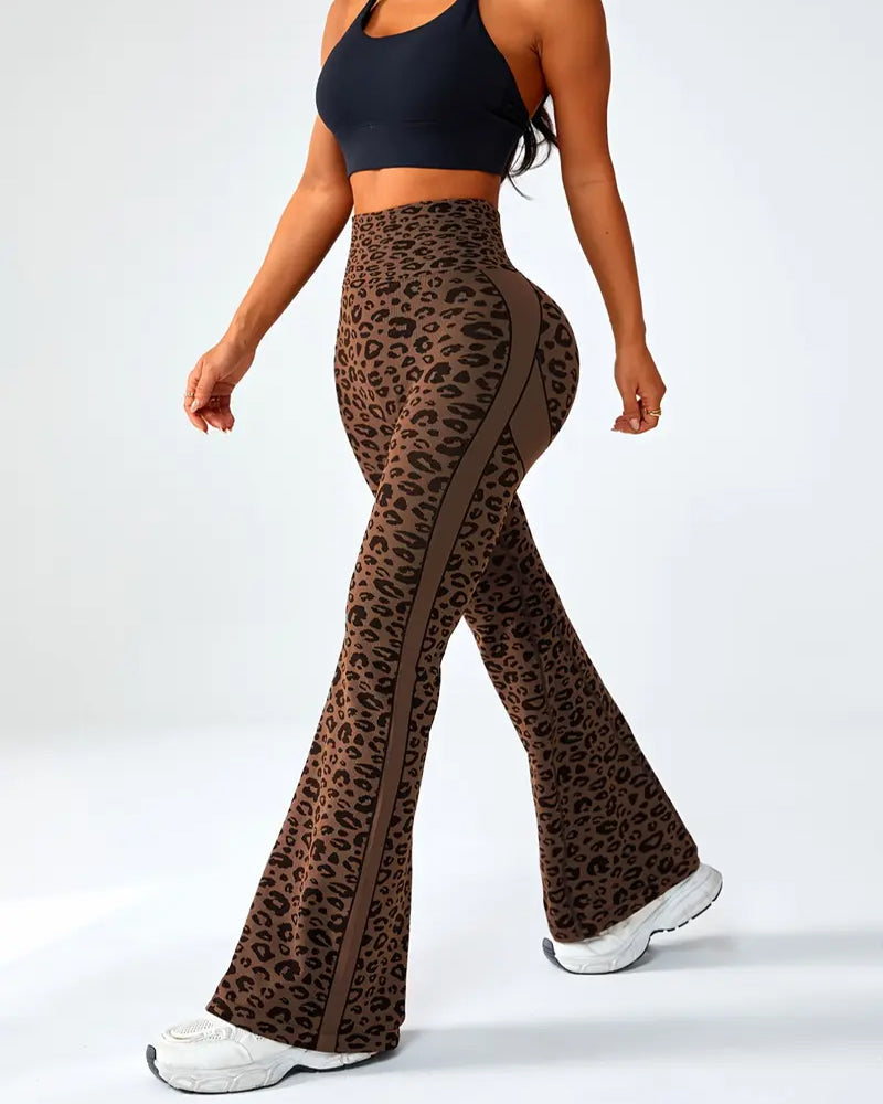 Women's Seamless Leopard Print High-Waisted Elastic Sports Yoga Pants