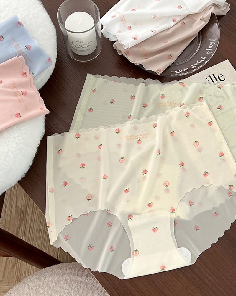 Six-pack Ice Silk Seamless Breathable Print Panties