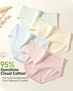 Women's 10A Antibacterial Crotch Lined Cloud-Feel Cotton Comfortable Breathable Underwear