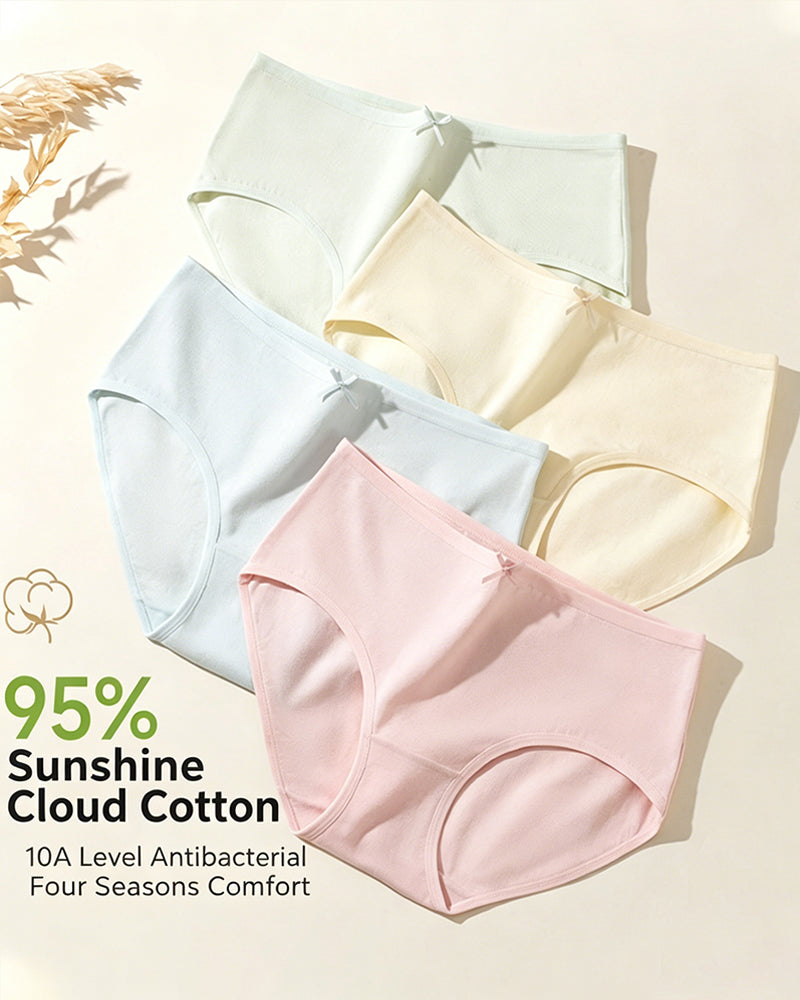 Women's 10A Antibacterial Crotch Lined Cloud-Feel Cotton Comfortable Breathable Underwear