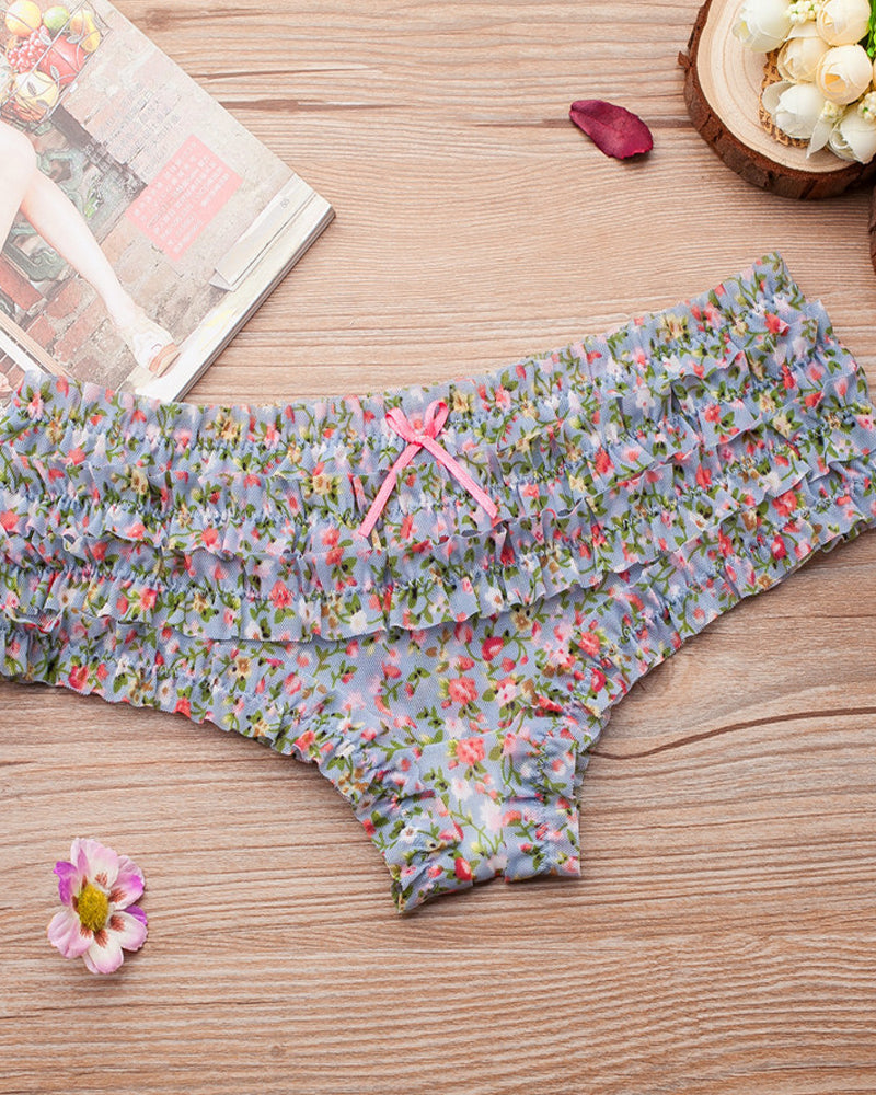 Floral Lace Ruffle Breathable Panties