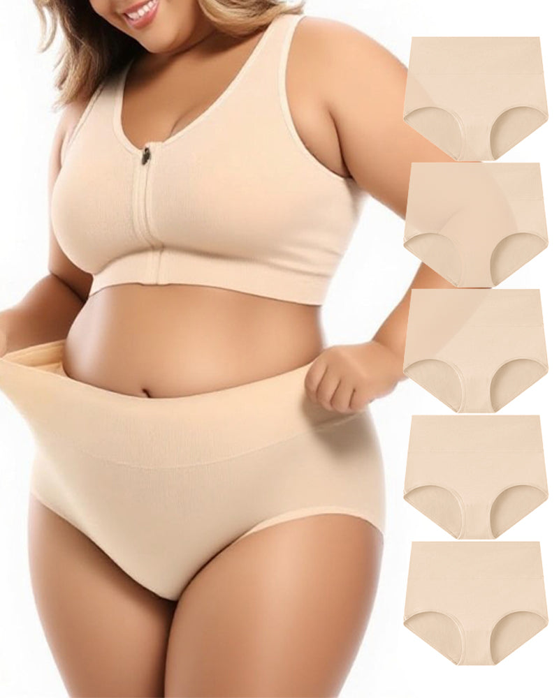 Plus Size High Waist Pure Cotton Breathable Elastic Briefs