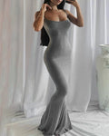 Women's Solid Color Stretch Sleeveless Long Dress