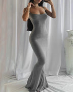 Women's Solid Color Stretch Sleeveless Long Dress