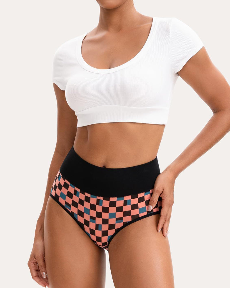5-Pack Women's High-waisted Pure Cotton Soft Breathable Printed Panties