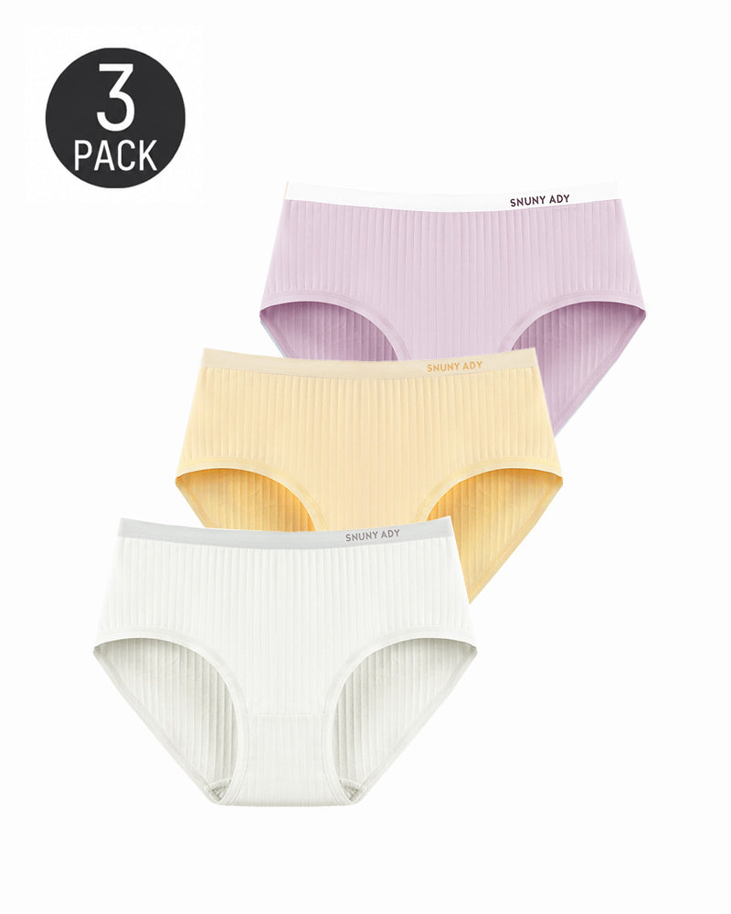 Multi-pack Pure Cotton Colorblock Ribbed Seamless Briefs