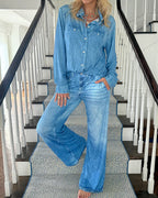 Casual Comfortable Stretch Denim Dream Pajama Set
