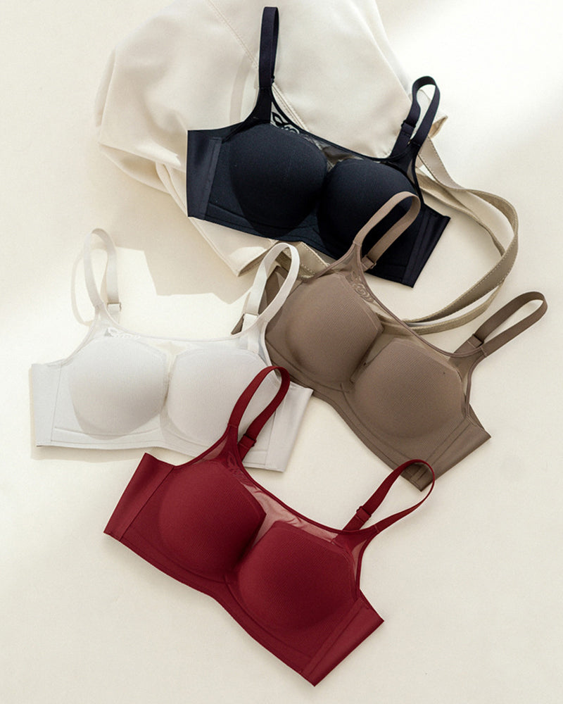 Seamless Push-up Anti-sagging Wire-free See-through Mesh Bra