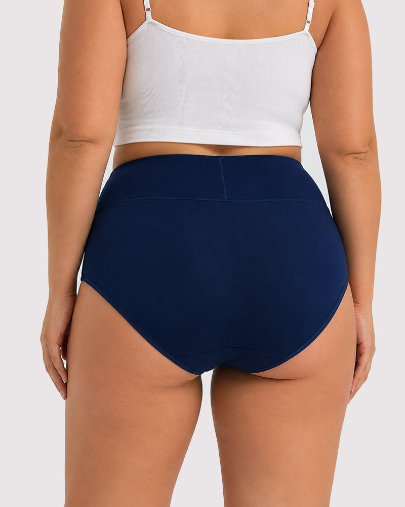 Plus Size High Waist Pure Cotton Breathable Elastic Briefs