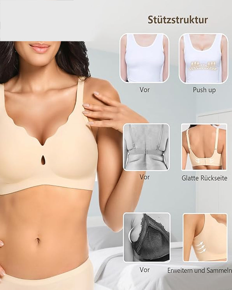 Women's Wire-Free Teardrop Hollow-Out Wave Seamless Push-Up Bra