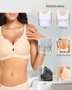 Women's Wire-Free Teardrop Hollow-Out Wave Seamless Push-Up Bra