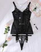 See-Through Lace Body-Shaping Gathered Fishbone Sexy Set