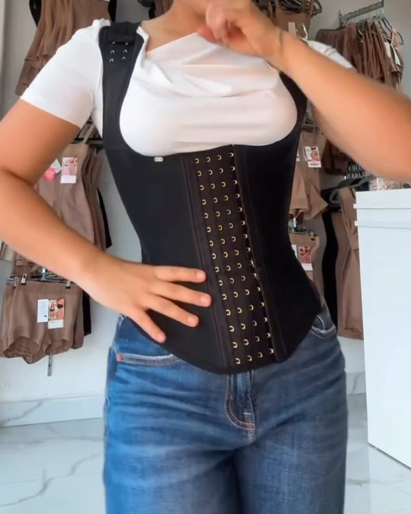 Abdominal Hook-eye Wide Shoulder Straps Full Back Coverage Slimming Belt