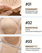 Casual Seamless Wavy Edge Wide Shoulder Straps Underwire Push-up Breathable Bra