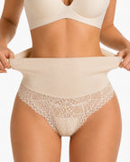 2-Pack High Waist Elastic Tummy Control Lace Hip Lift Shaping Thongs