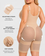Full Body Mid Thigh Front Zipper Seamless Bodysuit Shapewear