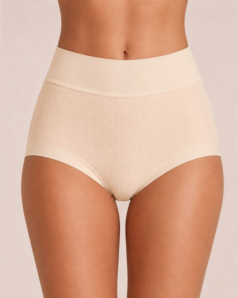 5-Pack High Waist Ribbed Pure Cotton High Elastic Briefs