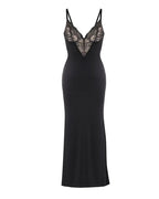 Sleeveless Deep V-Neck Lace Built-in Shapewear Set Maxi Dress