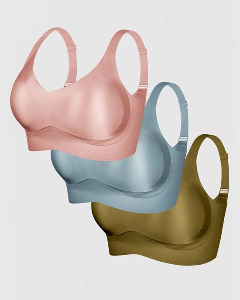 Women's Solid Color Adjustable Wire-Free Seamless Push-Up Breathable Bra