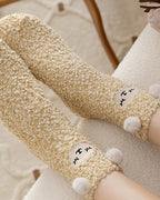 Christmas Coral Fleece Fun Print Warm Socks