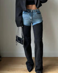 Fashion Casual Colorblock Straight-leg Jeans