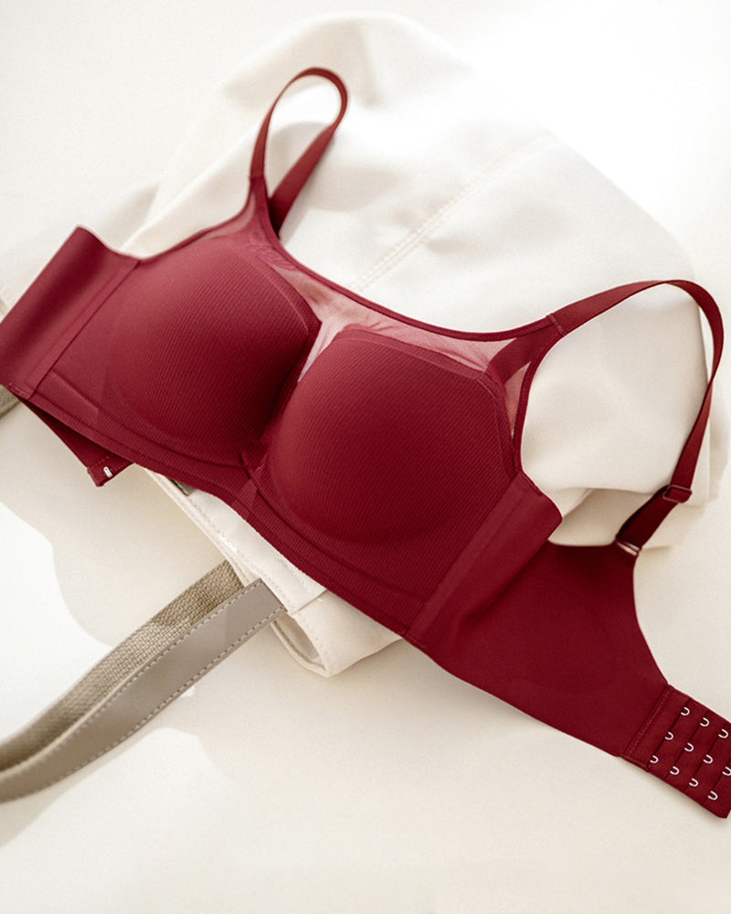 Seamless Push-up Anti-sagging Wire-free See-through Mesh Bra