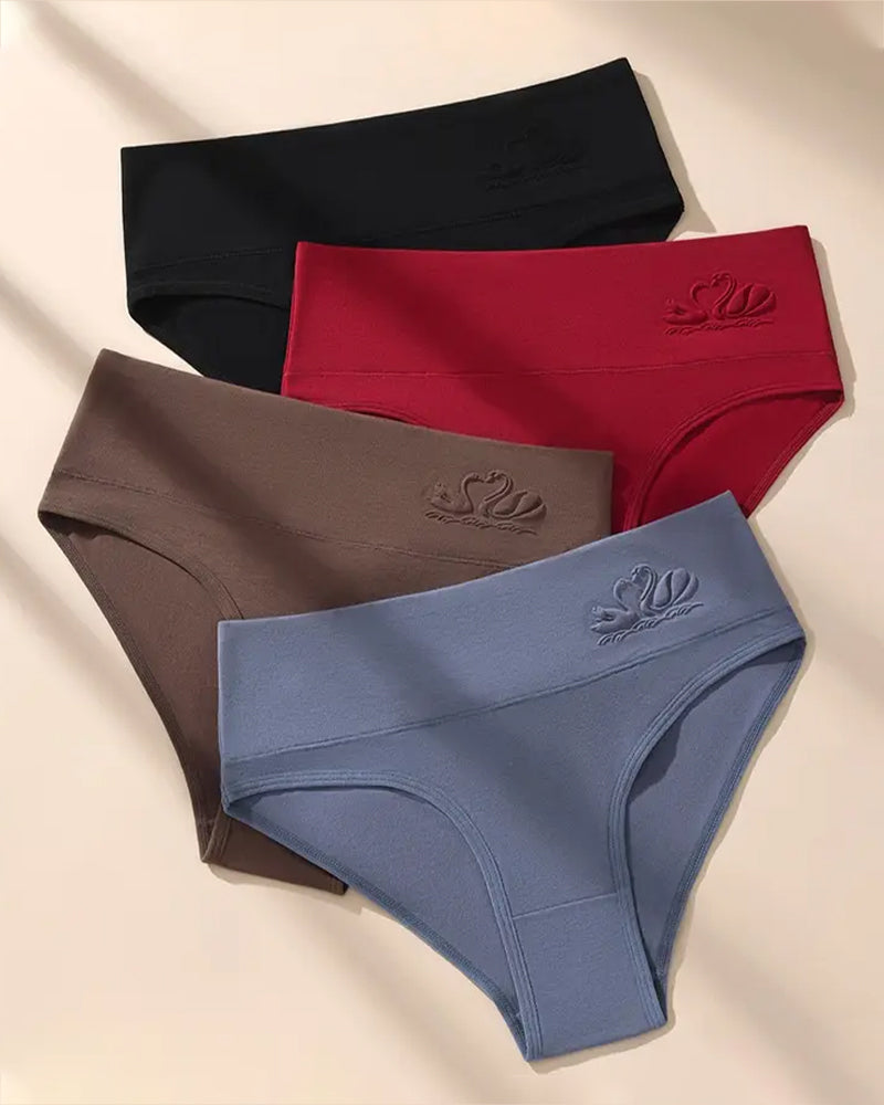 4-Pack Women's High-waisted Seamless Tummy Control Pure Cotton Thong