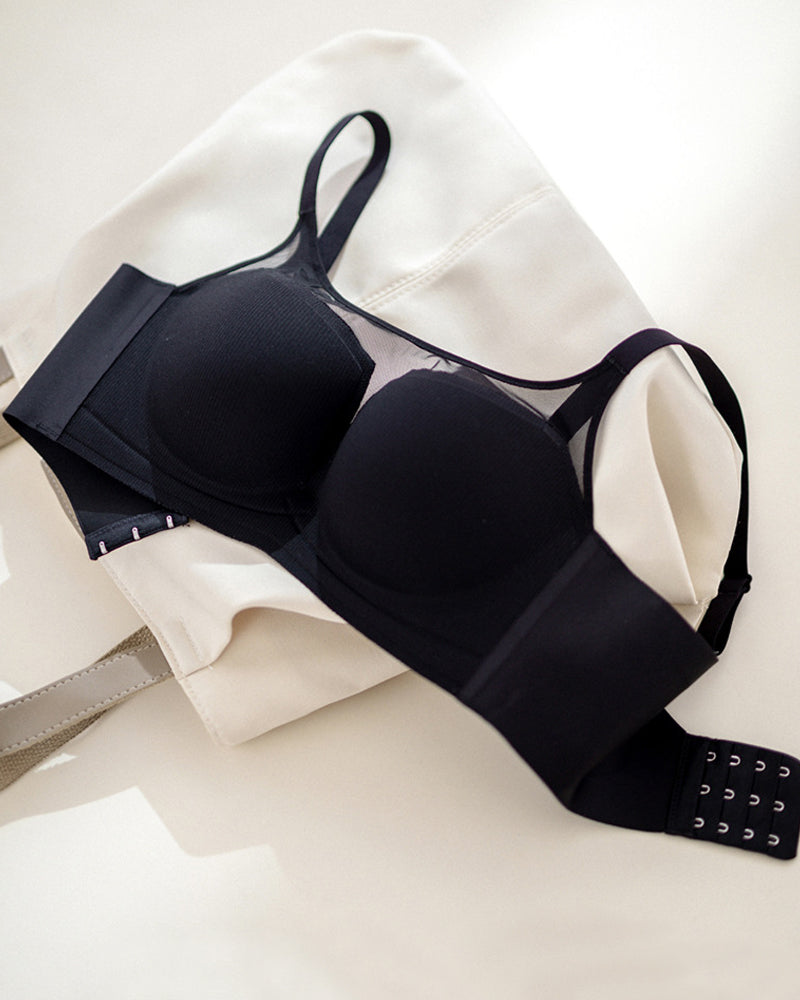 Seamless Push-up Anti-sagging Wire-free See-through Mesh Bra