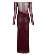 Christmas Sexy Sparkly Off-shoulder Fitted Sheer Mesh Long Dress