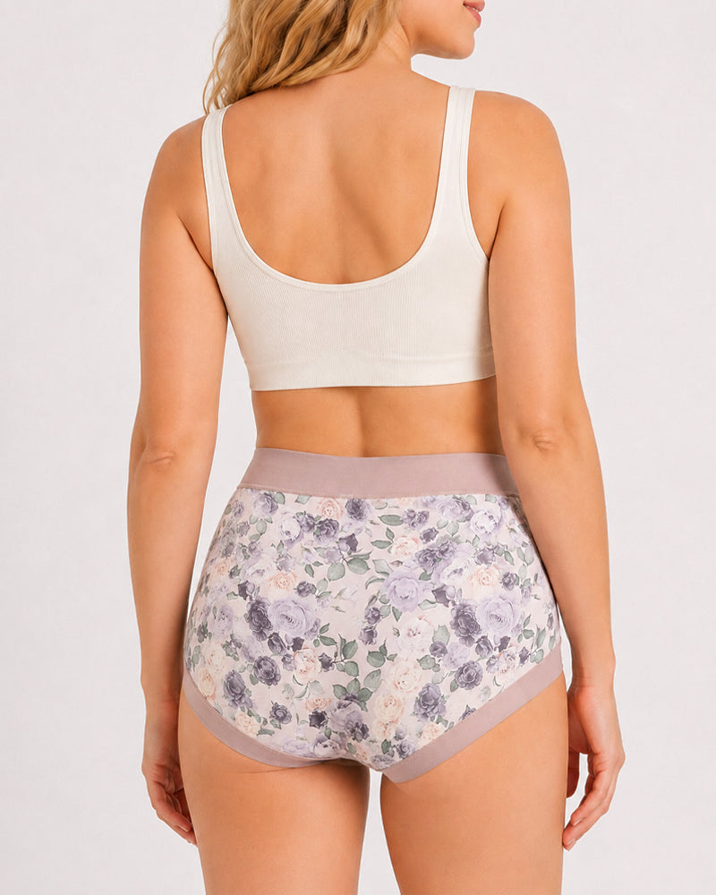 Multiple Packs High Waist Colorblock Floral Print Seamless Panties