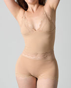 V-neck Lace-trimmed Seamless Stretch Camisole Top and Boxer Briefs Set