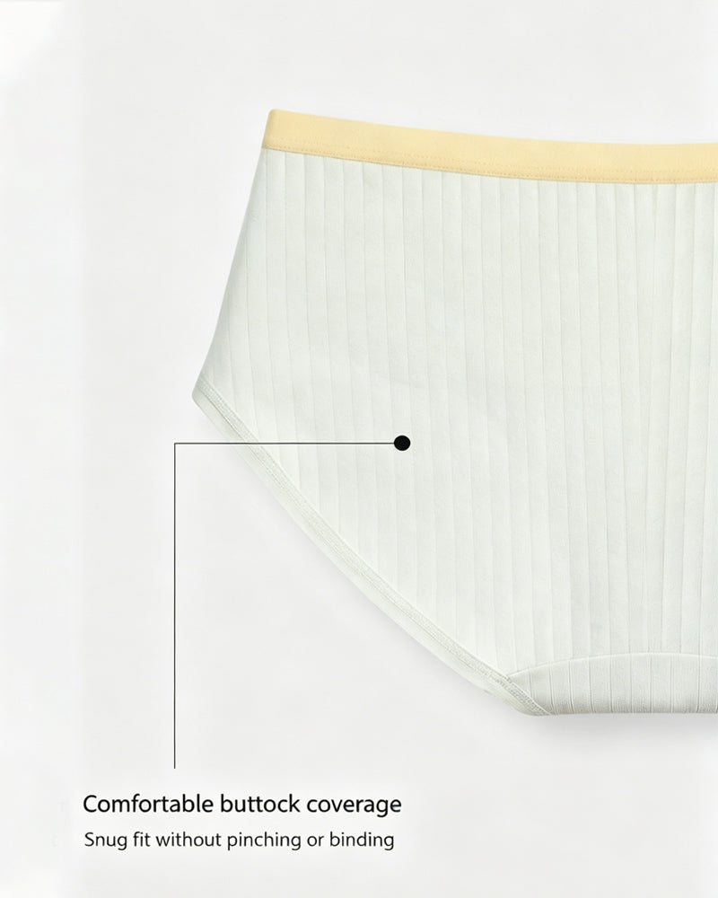 Multi-pack Pure Cotton Colorblock Ribbed Seamless Briefs