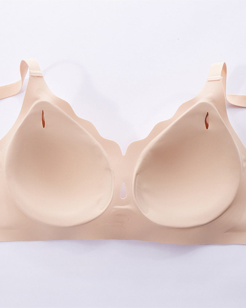 Women's Wire-Free Teardrop Hollow-Out Wave Seamless Push-Up Bra
