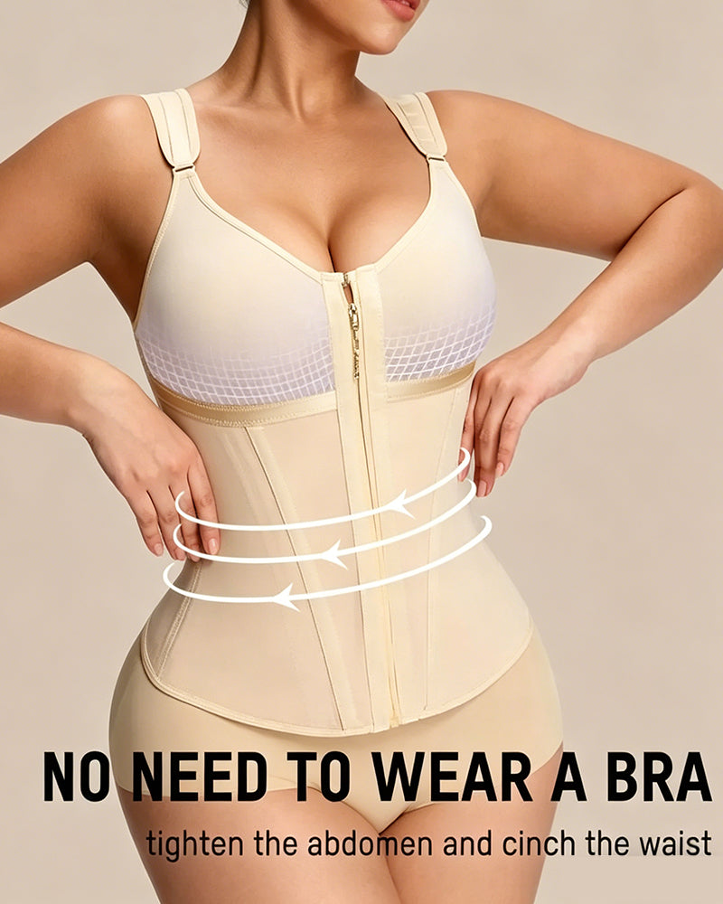 Women's Zipper and Hook Double Compression Seamless Wire-Free Shapewear