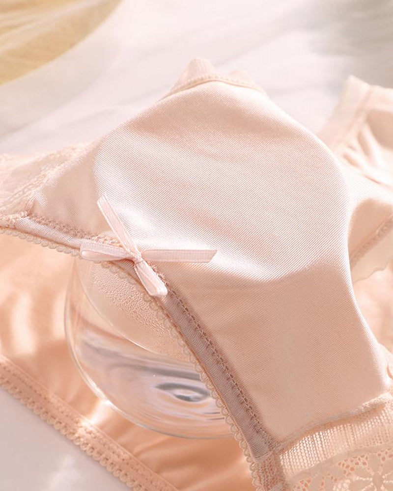 Women's Bow-tie Lace See-through Tulle Breathable Thong