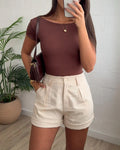 Women's Solid Color Backless Elastic Seamless Skin-Friendly Short Sleeve Top