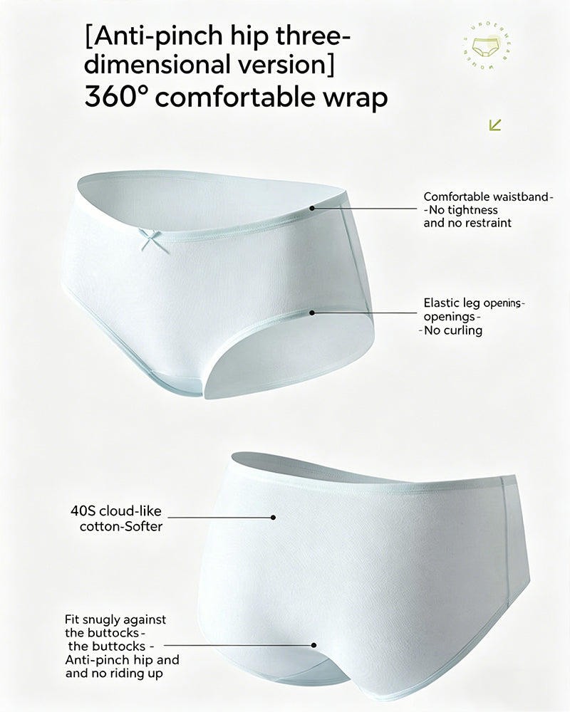 Women's 10A Antibacterial Crotch Lined Cloud-Feel Cotton Comfortable Breathable Underwear
