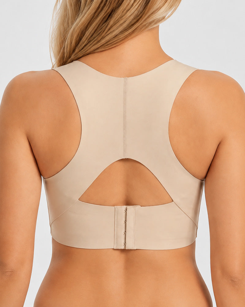 Front Closure Cross Back Wireless Posture Seamless Support Bra