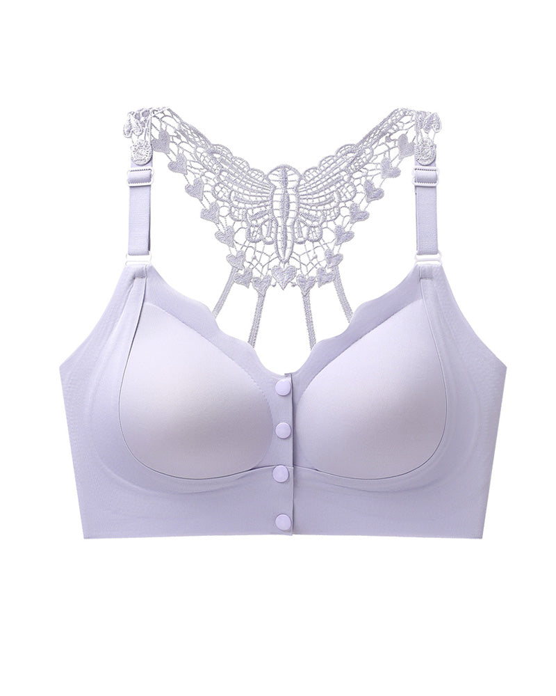 Seamless Front-closure Push-up Butterfly Back Bra