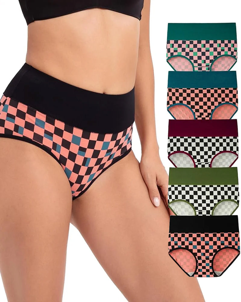 5-Pack Women's High-waisted Pure Cotton Soft Breathable Printed Panties