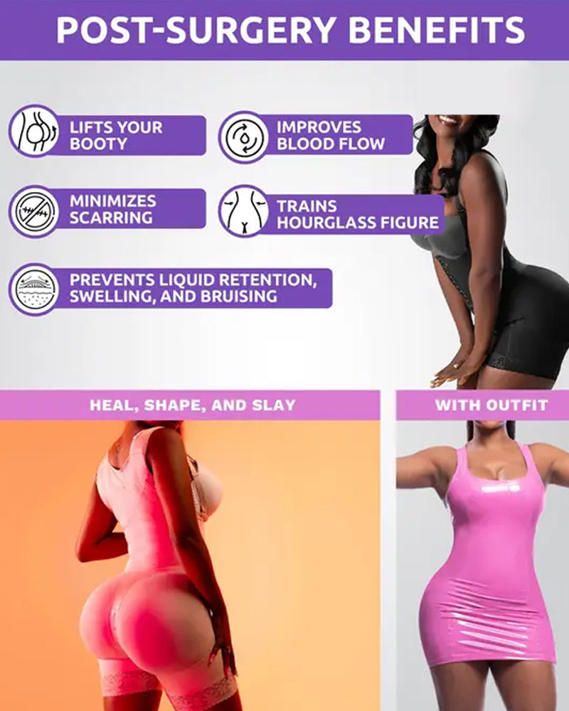 Double Compression Garment Abdomen Control Hook And Eye Closure Tummy Control Adjustable Bodysuit