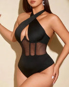 Sexy Cross-strap Mesh Bodysuit