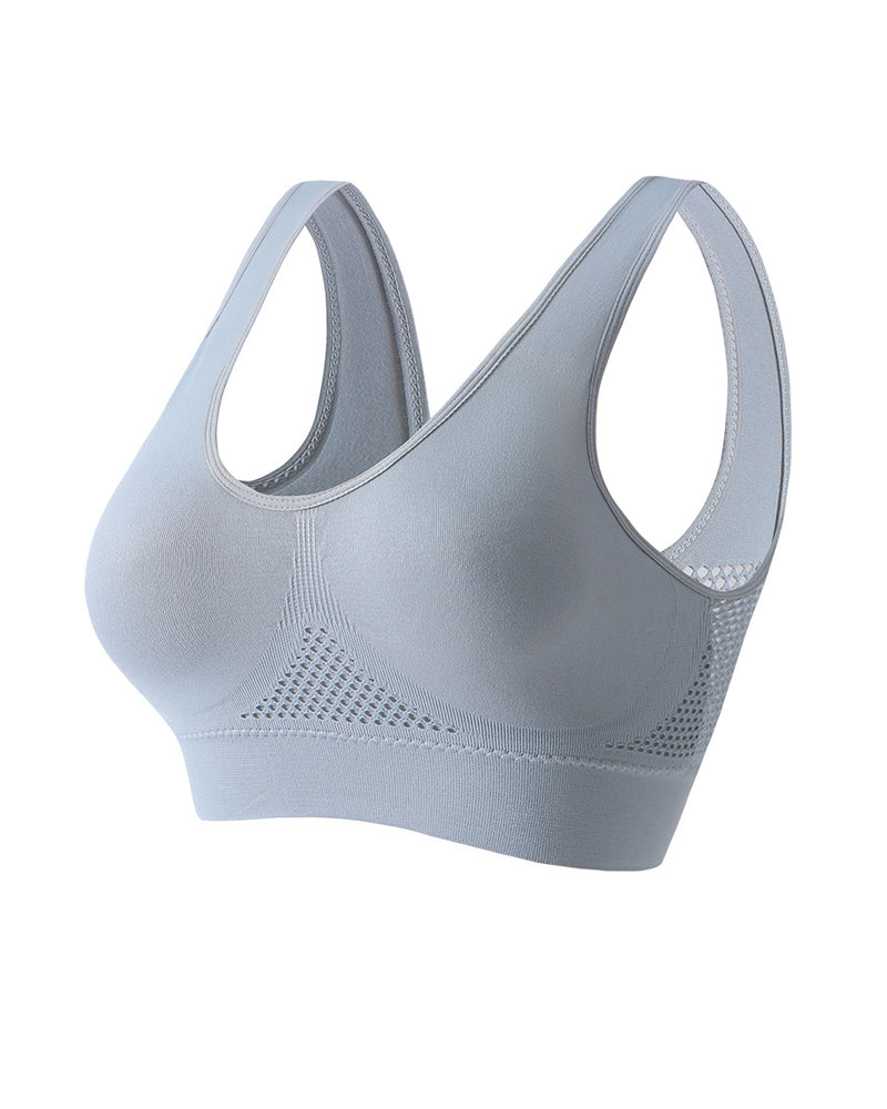Casual Seamless Elastic Band Removable Pads Integrated Sports Bra