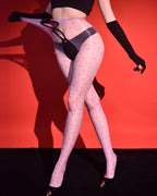 Sexy 5D Aurora Polka Dot Bow Decoration Hollow-out See-through Skin-friendly Open Crotch Pantyhose