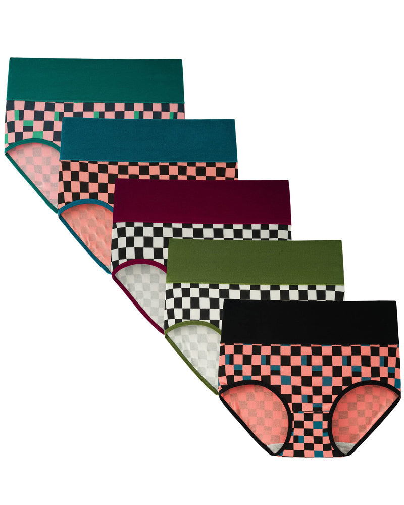 5-Pack Women's High-waisted Pure Cotton Soft Breathable Printed Panties